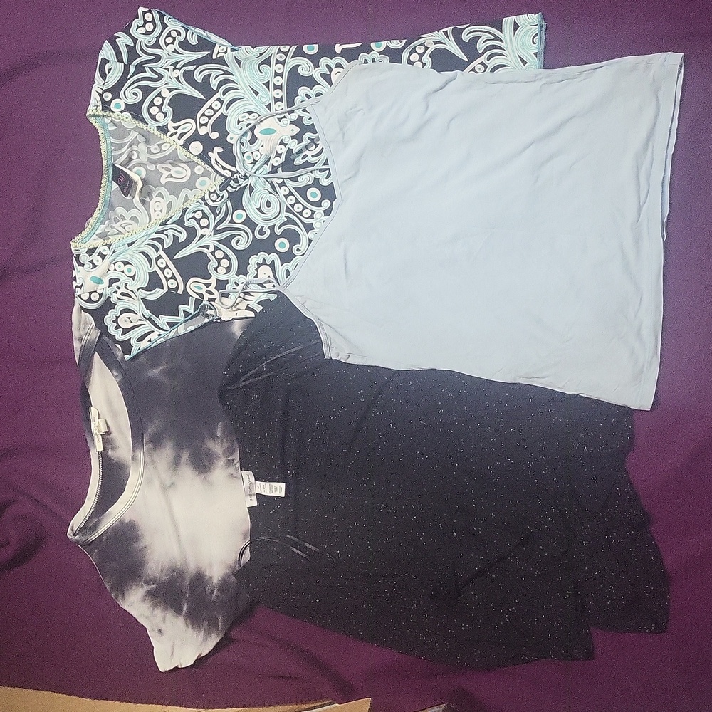 4 pc Womens medium shirts lot top blouse tank wrapper M tie dye black